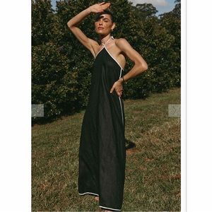 DISSH Black Linen Maxi Aiden Dress Size 4